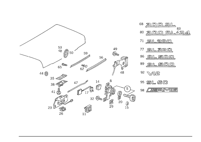 1297503091 - Trunk Lid: Parts Kit, Lock Cylinder for Mercedes-Benz Image image