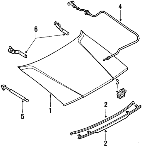 Hood & Components for 1988 Mazda 929 #0