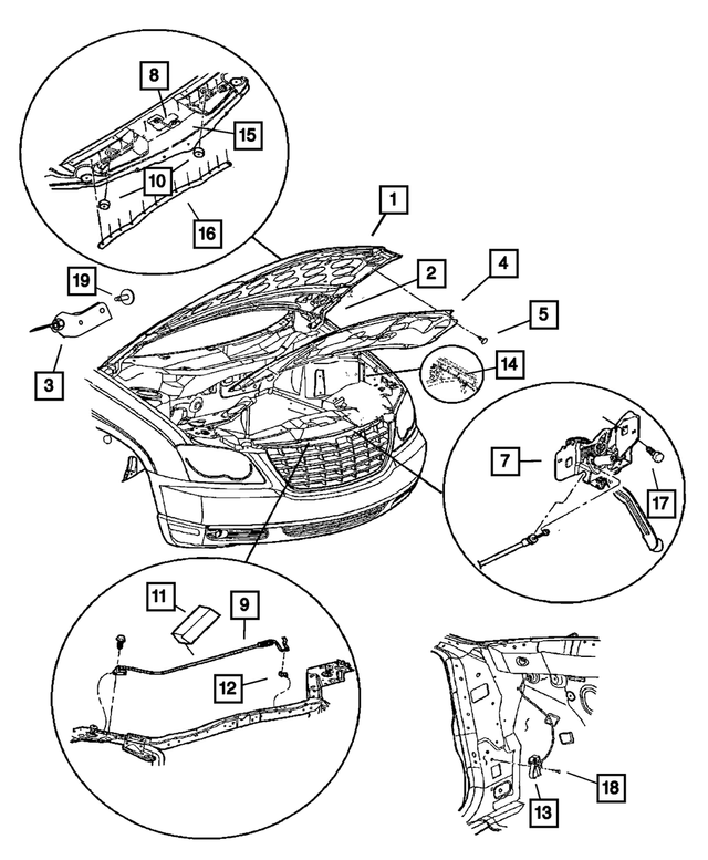 « 5054015AD – Body Sheet Metal Except Doors : Moitié De Capot Charniere, Côté Gauche pour Mopar Image »