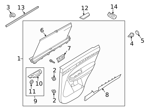 Interior Trim - Rear Door for 2015 Kia Sorento #0