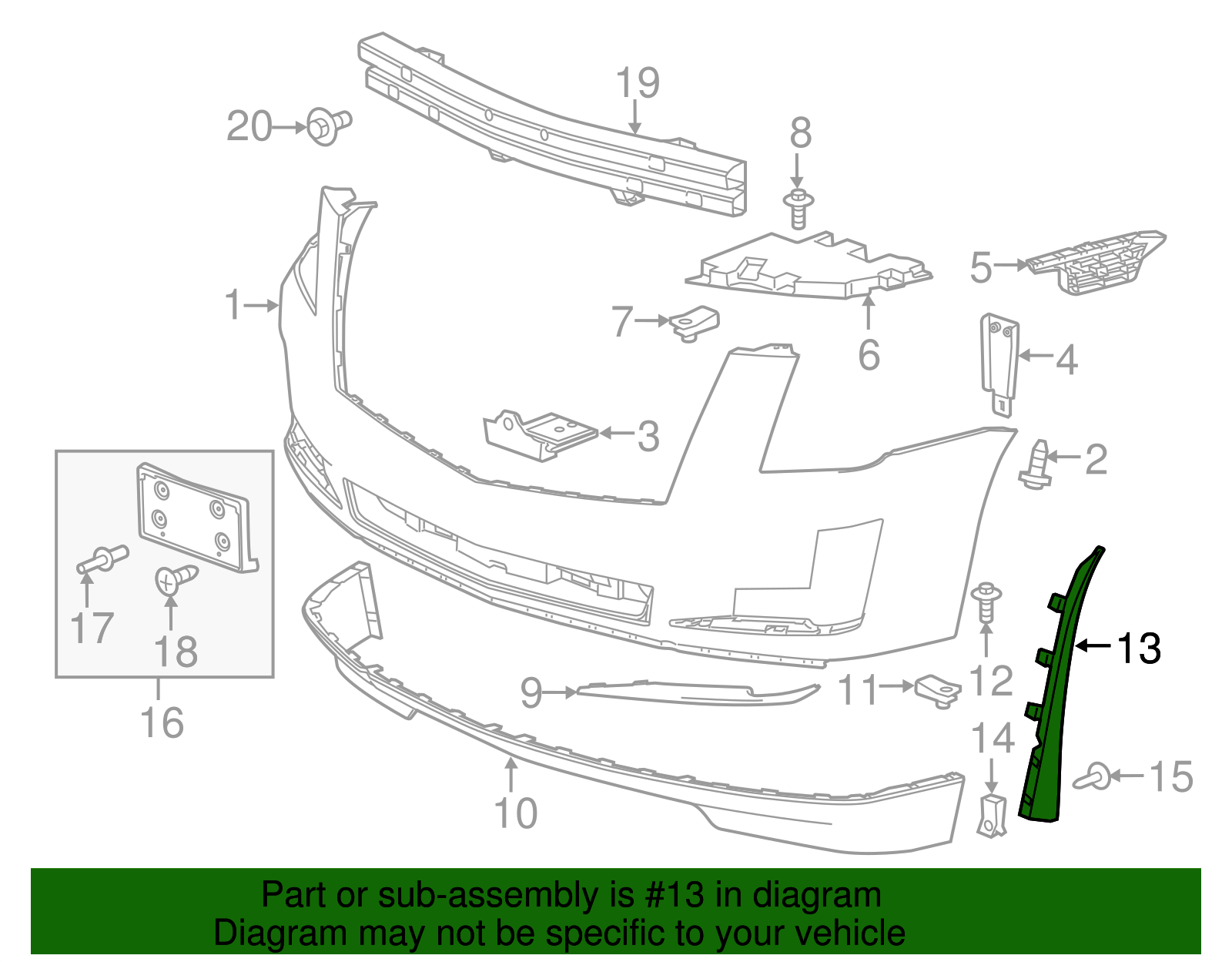 2015-2020 Cadillac Passenger Side Front Wheel Opening Molding 22933606 ...