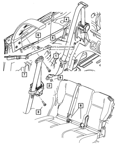 Seat Belts-Front and Rear for 2005 Chrysler PT Cruiser #3