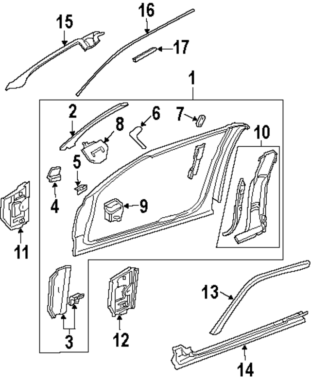 55275508AB - Body: Body A-Pillar Seal for Mopar Image