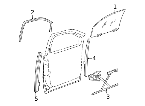 Glass - Front Door for 2005 Dodge Durango #0