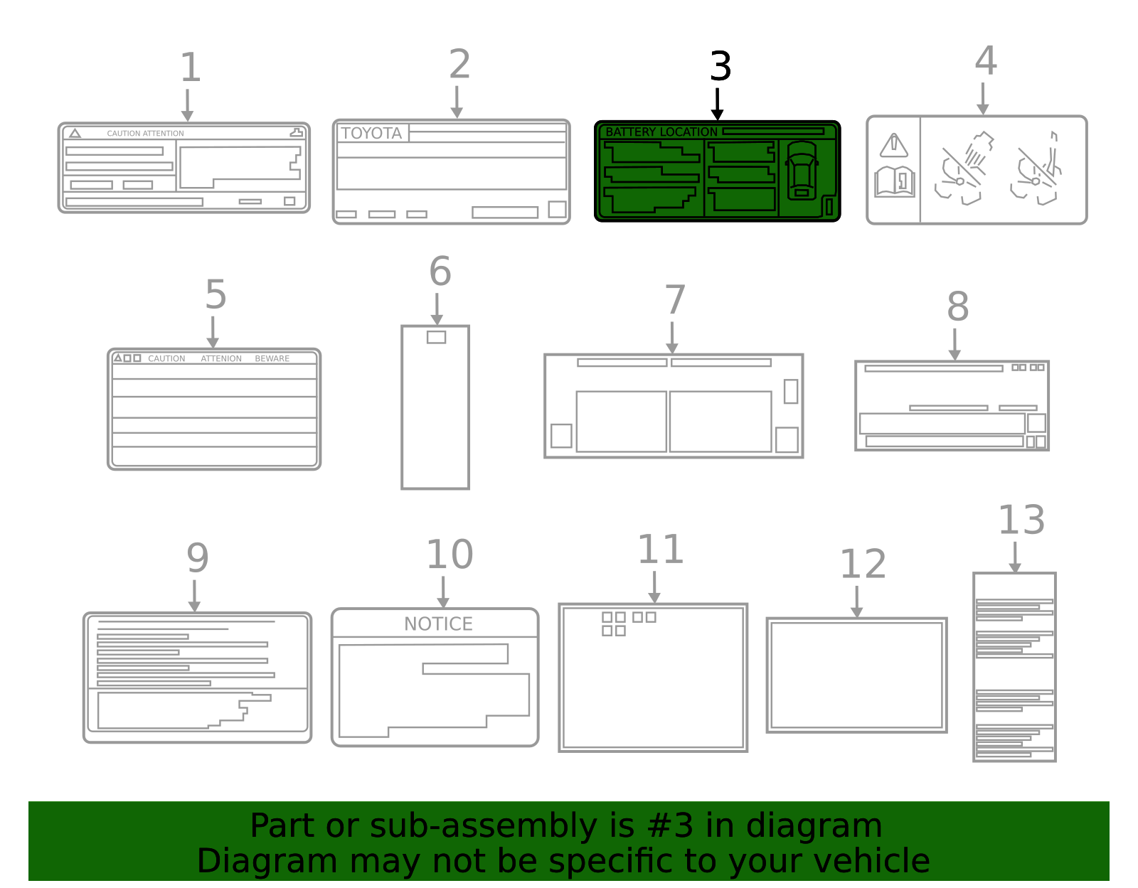 Genuine Official Toyota Battery Label part# G9275-47180 for 2017-2022 ...
