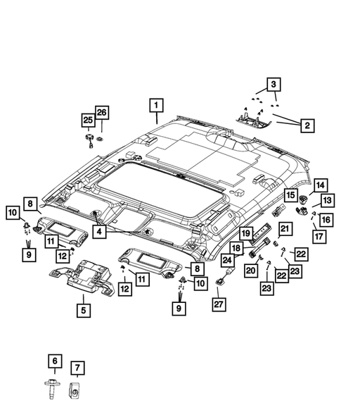 Headliners-Visors-Assist Straps for 2018 Dodge Challenger #1