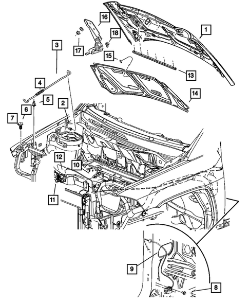 Hood and Hood Release for 2007 Jeep Patriot #0