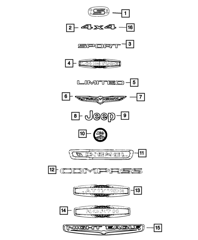 68373057AA - Exterior Ornamentation: Liftgate Nameplate, Right &amp; Left for Mopar Image image