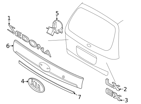 Exterior Trim - Lift Gate for 2008 Kia Sedona #0