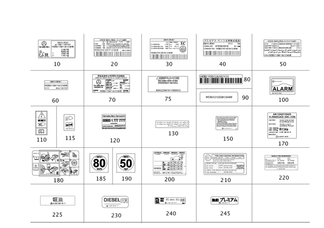 2125840013 - : Info Label, Tire Press for Mercedes-Benz Image