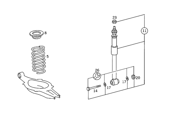 1403241304 - Springs, Suspension and Hydraulics: Rear Spring for Mercedes-Benz: 300SD, 400SE, 400SEL, 500SEC, 500SEL, S420 Image image