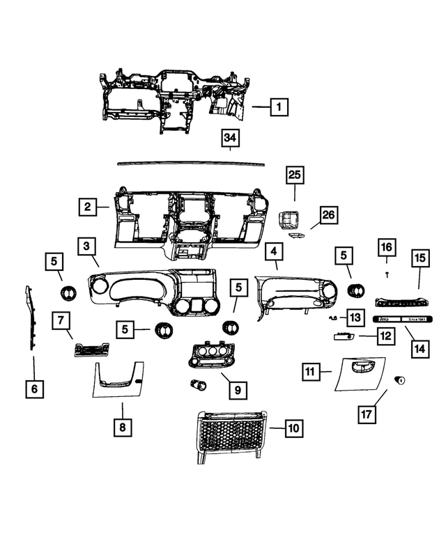 68232091AA - Interior Trim: Instrument Panel Reinforcement for Mopar Image