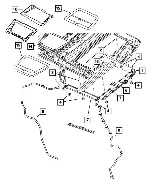 « 55396471AE –  : Ecoulement De Toit Ouvrant Durite, Arrière pour Mopar Image »