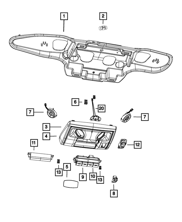 68044031AA - Interior Trim: Overhead Console Retainer for Mopar Image