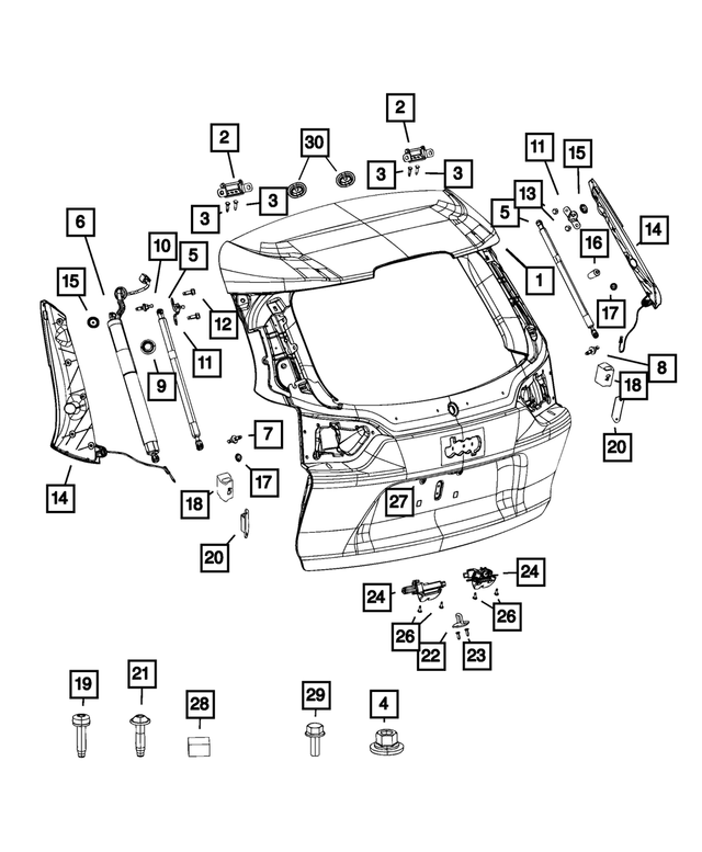 68289854AB - Doors, Door Mirrors and Related Parts: Lift-Gate Gas Cylinder Support, Right for Jeep: Cherokee Image
