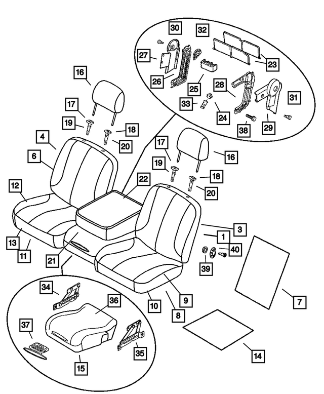 « 1FJ191D5AA – Interior Trim : Avant Dossier De Siege pour Mopar Image »