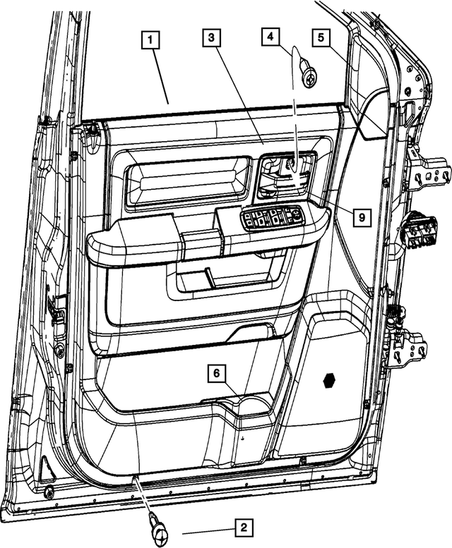 1EA441DVAE - Interior Trim: Front Door Trim Panel, Right for Mopar Image