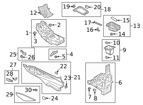Front Console for 2021 Audi e-tron Quattro #0
