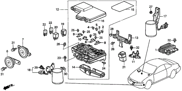 Control Unit (Engine Room) for 1998 Acura CL #0