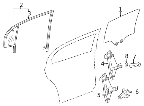 Glass - Rear Door for 2007 Chevrolet Cobalt #0