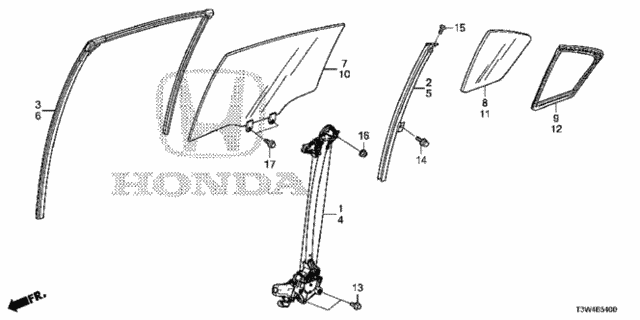 Rear Door Glass - Regulator for 2014 Honda Accord #0