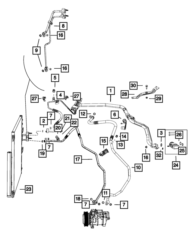 68143878AA - Air Conditioners and Heaters: A/c Line Clip for Mopar Image image