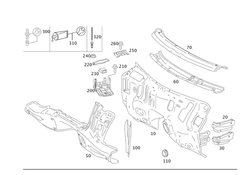 Fire Wall and Connection Parts for 2009 Mercedes-Benz S 550 #0