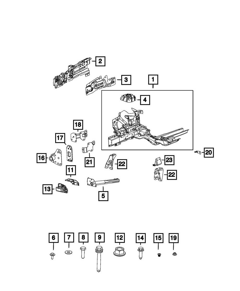2019-2023 Jeep Renegade Frame Rail Bracket, Left 68512318AA