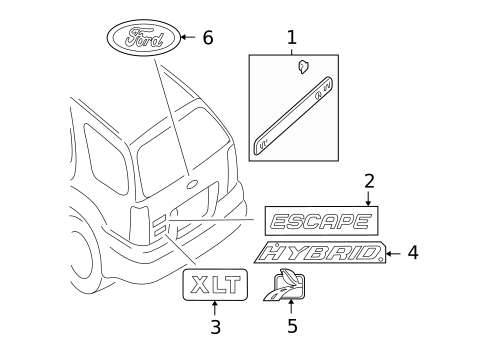 Exterior Trim - Lift Gate for 2006 Ford Escape #1