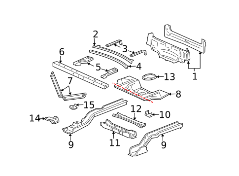 Rear Floor & Rails for 2000 Cadillac Seville #0