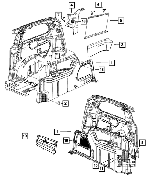 Panels-Moldings-Scuff Plates, Pillar, Cowl, 1/4 Panel Trim and Cargo Covers for 2016 Dodge Grand Caravan #0