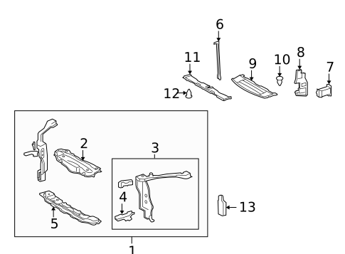 Radiator Support for 2011 Lexus LS460 #0