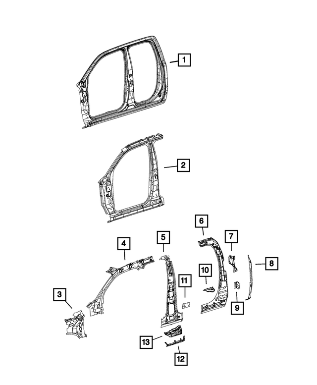 68567037AB - Body Sheet Metal Except Doors: C Pillar Inner Panel, Left for Mopar Image image
