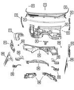 55112907AA - Body Sheet Metal Except Doors: Cowl Top Panel for Mopar Image