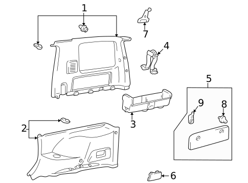 Interior Trim - Quarter Panels for 1999 Toyota RAV4 #1