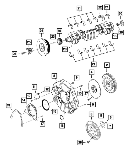 Crankshaft, Piston, Drive Plate, Flywheel, and Damper for 2012 Ram 3500 #1