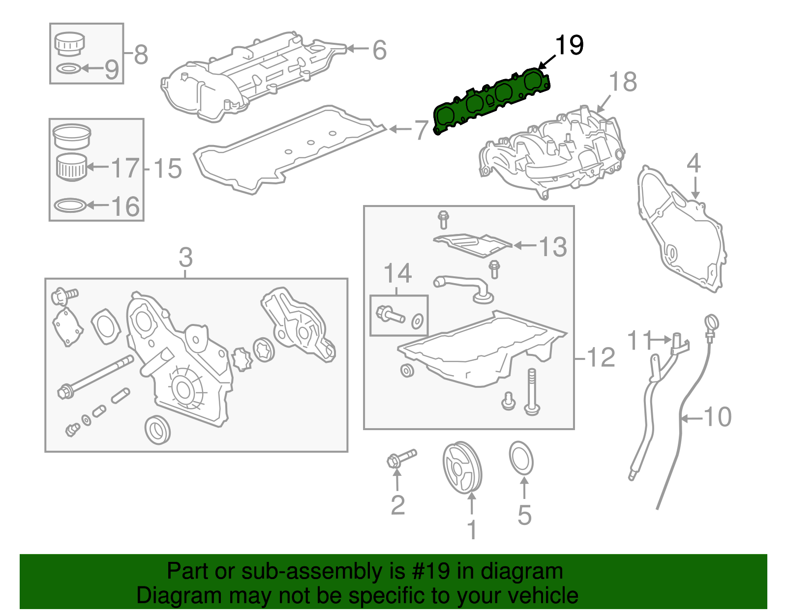 GENUINE Upper Intake Plenum Gasket for 2015-2023 Azera Palisade Santa - True Green Parts GENUINE Upper Intake Plenum Gasket for 2015-2023 Azera Palisade Santa - True Green Parts
