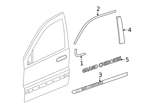 Exterior Trim - Front Door for 2012 Jeep Grand Cherokee #0