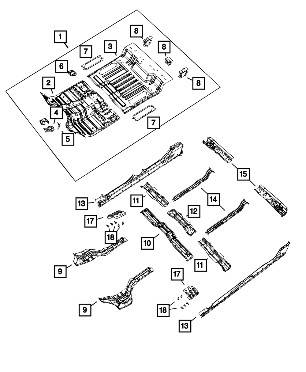 Under-Body Hold Down Support, Left - Mopar (68300251AC)