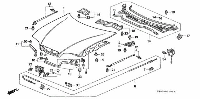 Hood (V6) for 1998 Acura TL #0
