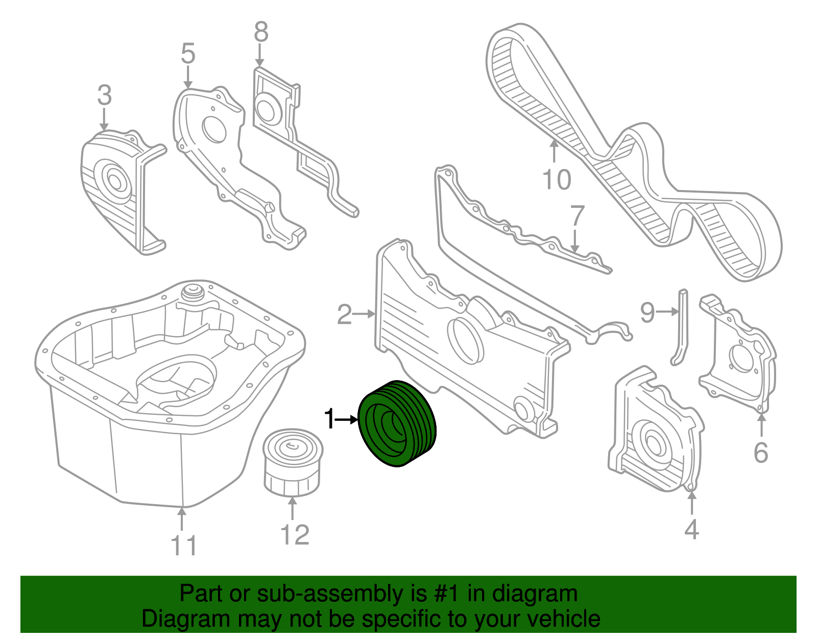 1990-2013 Subaru Pulley 12305AA243 | Subaru Online Parts