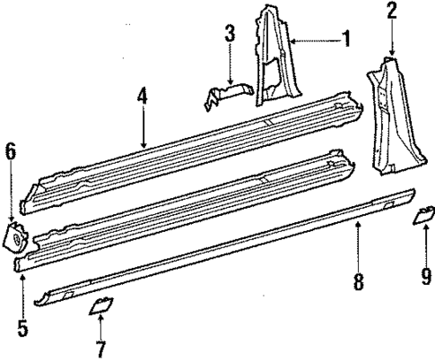 Center Pillar & Rocker for 1989 Mercedes-Benz 560 SEC #0