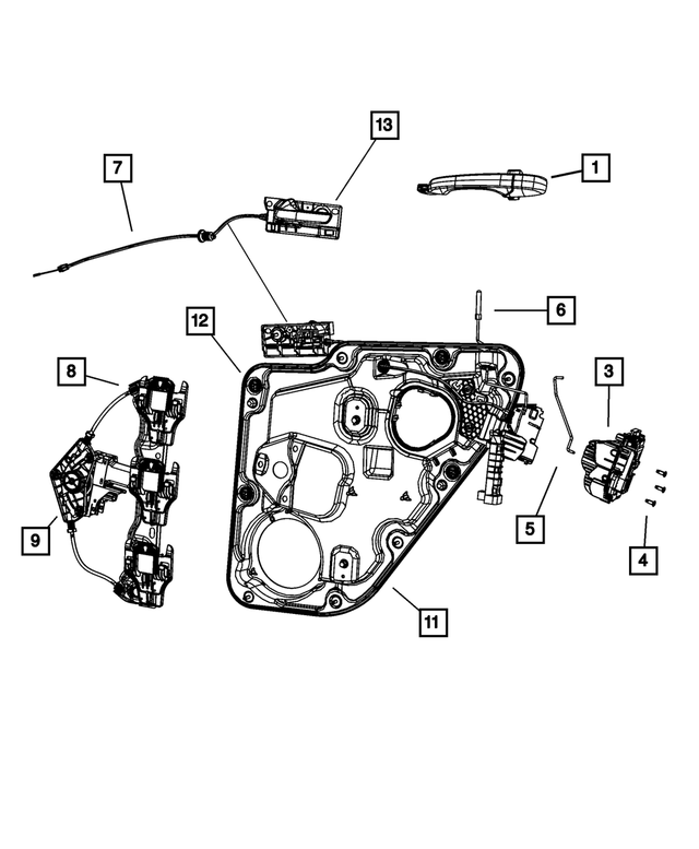 1SP27DX8AC - Doors, Door Mirrors and Related Parts: Exterior Door Handle, Left for Mopar Image