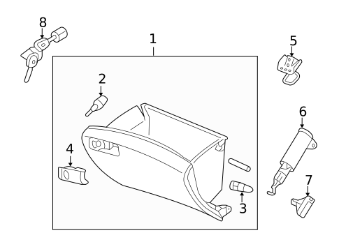 thumbnail image 2 of OEM Honda Accord Glove Box Latch Lock Handle - 2003-2007, Gray, No Key, Used OEM Japan 2 of 5