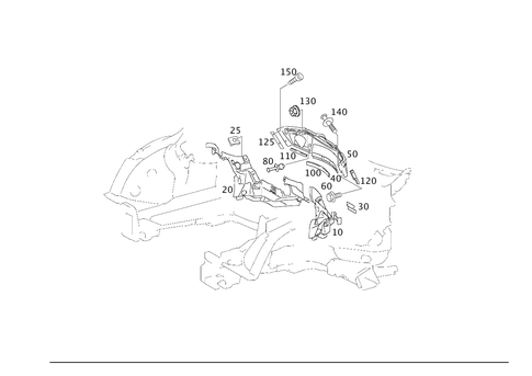 Engine Compartment Partition Panel, Wheelhouse Attachment Parts for 2007 Mercedes-Benz SL55 AMG #0