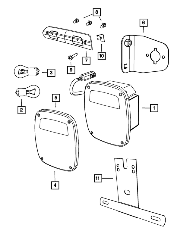 55055270 - Electrical: Tail Stop Backup Lamp, Right for Mopar Image