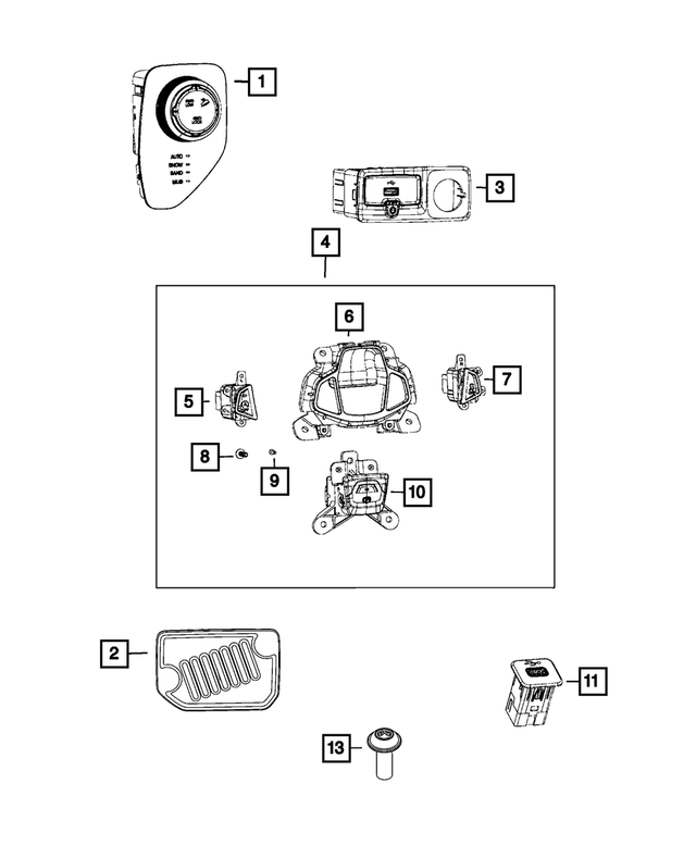 6UP11LXHAA - Electrical: Traction Control Switch for Mopar Image