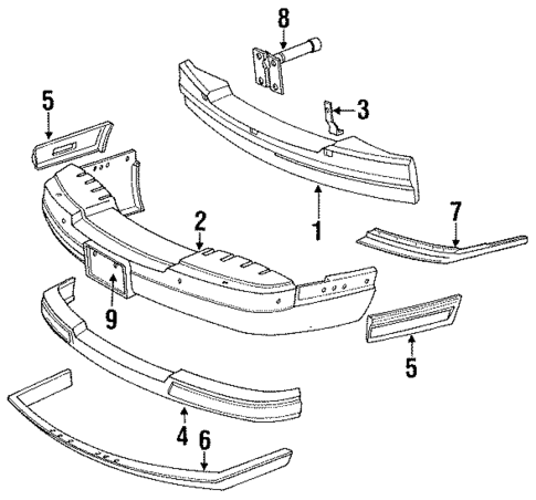 Bumper & Components - Front for 1990 Lincoln Town Car #0