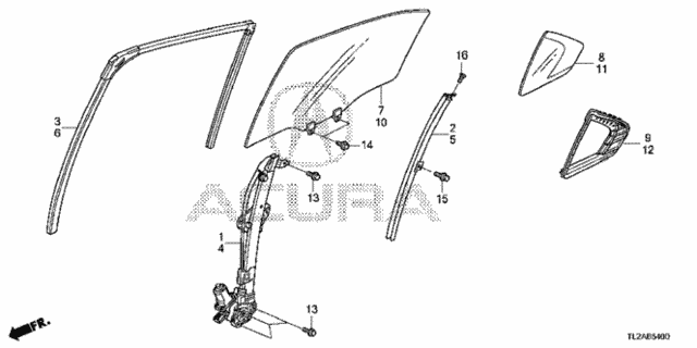Rear Door Glass - Regulator for 2013 Acura TSX #0