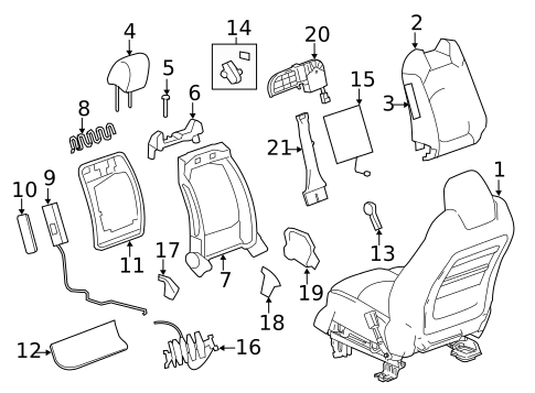 Front Seat Components for 2008 GMC Acadia #1